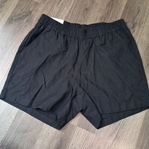 Serra Shorts Linen Blend Black Elastic Waist Pockets Women’s Size Small NWT